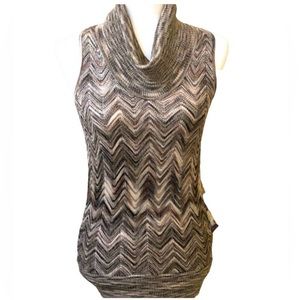 INC International Concepts Gray Zigzag Cowl Neck Sweater